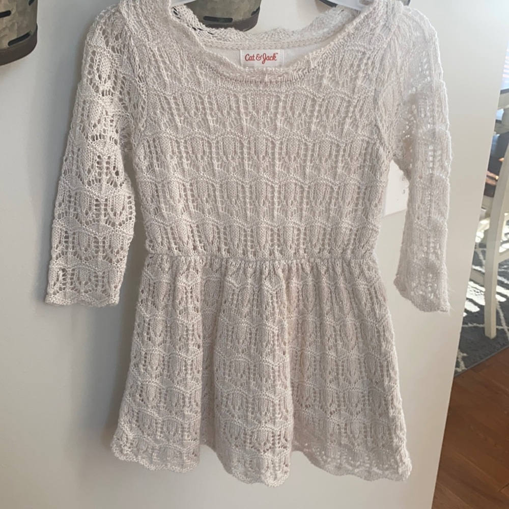 White Glitter Lace Dress